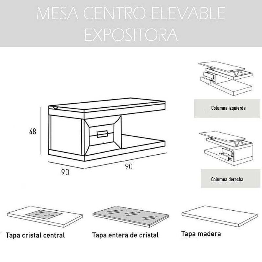 Sal N Disemobel Mesas De Centro | Mesa De Centro Elevable Cloe Ceuta